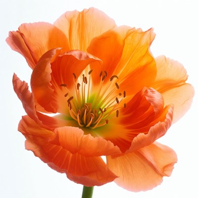 Orange Poppy Flower on White Background