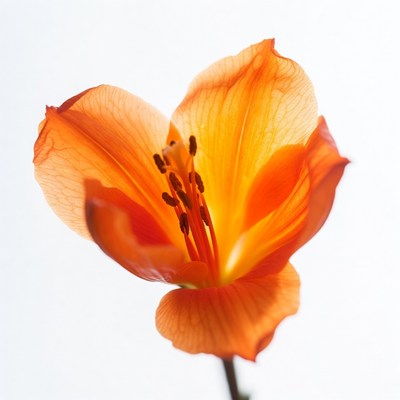Orange lily flower on white background