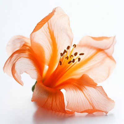 Orange lily flower on white background