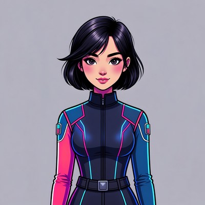 Asian woman in futuristic jacket