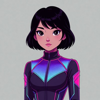 Anime girl in purple futuristic suit