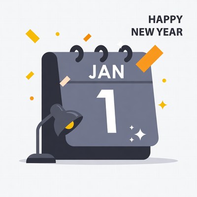 Happy New Year January Calendar Illustration