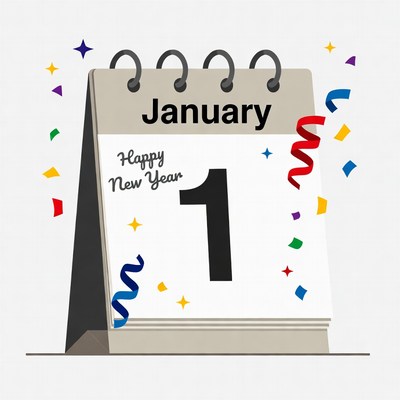 January Happy New Year Calendar
