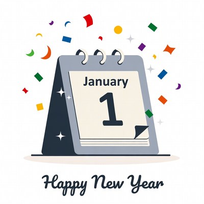 January Calendar Happy New Year Illustration