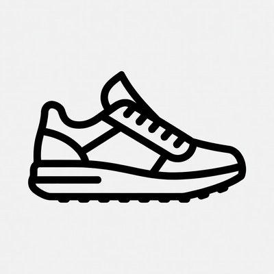 Black line art sneaker