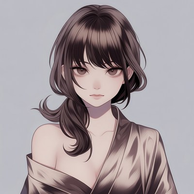 Anime girl in silky kimono