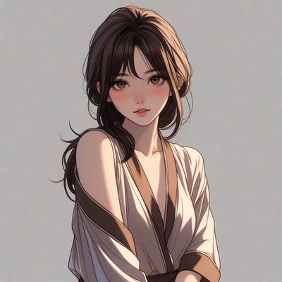 Anime girl in white kimono