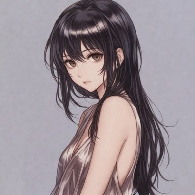 Anime girl with long black hair