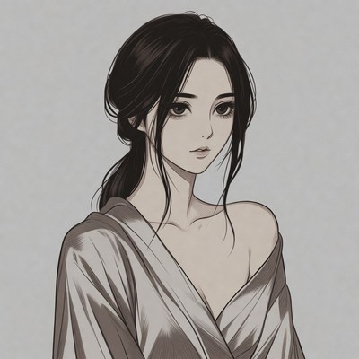 Asian woman in silk robe