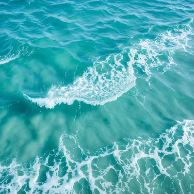Turquoise Ocean Waves Aerial View