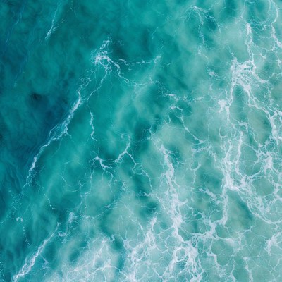 Turquoise Ocean Waves Aerial View