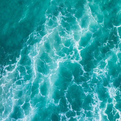 Turquoise Ocean Waves Aerial View