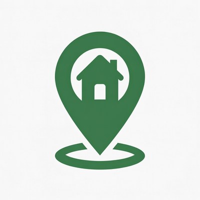Green house location pin icon