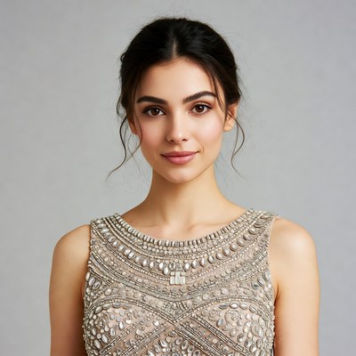 Woman in beaded dress portrait