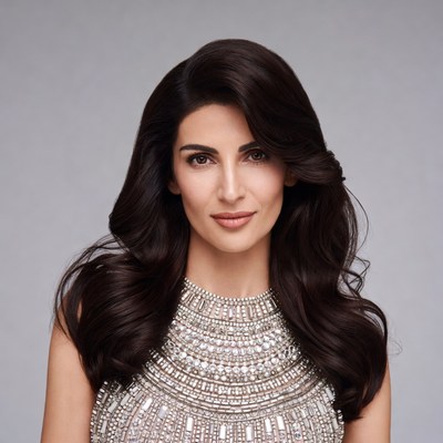 Beautiful woman in beaded dress