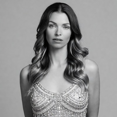 Woman in beaded dress portrait