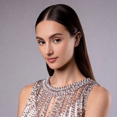 Woman in beaded dress portrait