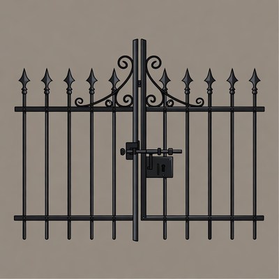 Open Black Wrought Iron Gate