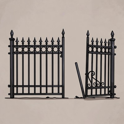 Open Iron Gate Illustration