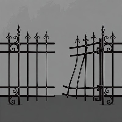 Open Black Wrought Iron Gate