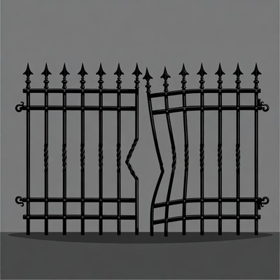 Broken Open Iron Gate Illustration