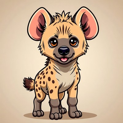 Cute cartoon baby hyena