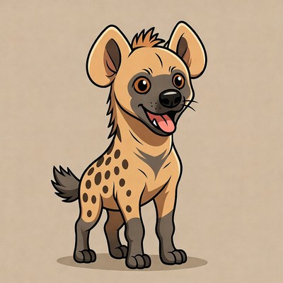 Cute cartoon baby hyena smiling