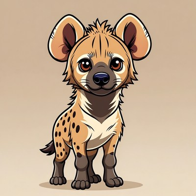 Cute cartoon spotted hyena pup