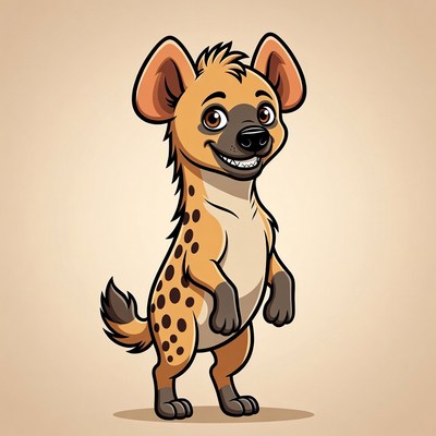Cartoon spotted hyena standing
