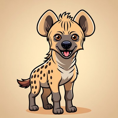 Cartoon Spotted Hyena Smiling