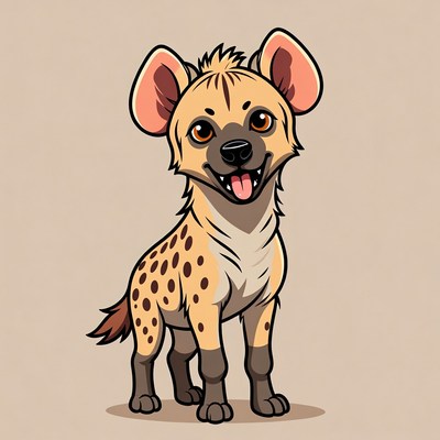 Cartoon Spotted Hyena Pup Smiling