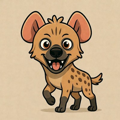 Cartoon Spotted Hyena Smiling
