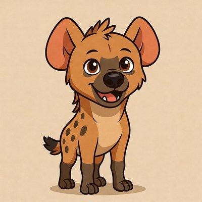 Cartoon Spotted Hyena Smiling
