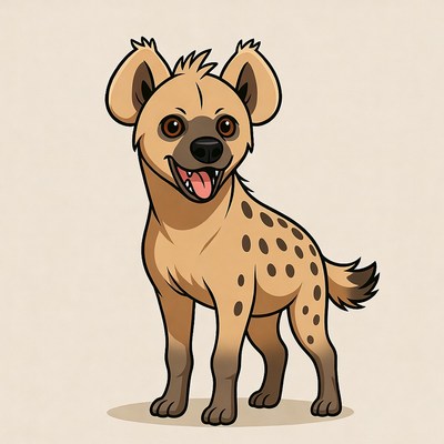 Cartoon Spotted Hyena Standing