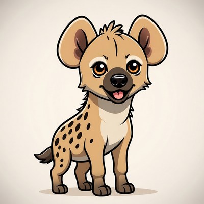 Cute cartoon baby hyena smiling