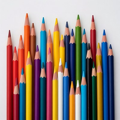 Colorful Pencils Arranged Fan-Shaped