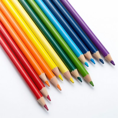 Colorful Crayons Arranged in Rainbow