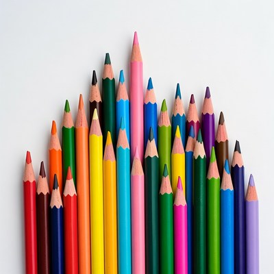 Colorful Pencils Arranged in Fan Shape