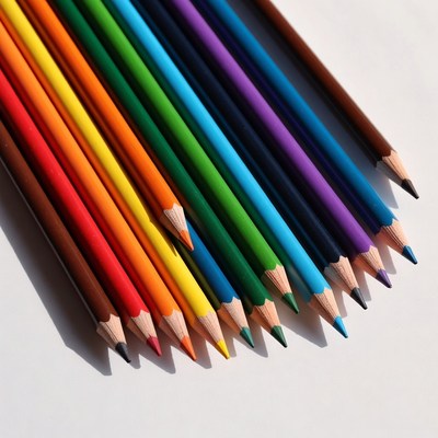 Rainbow Colored Pencils on White