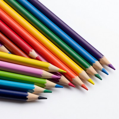 Colorful pencils on white background