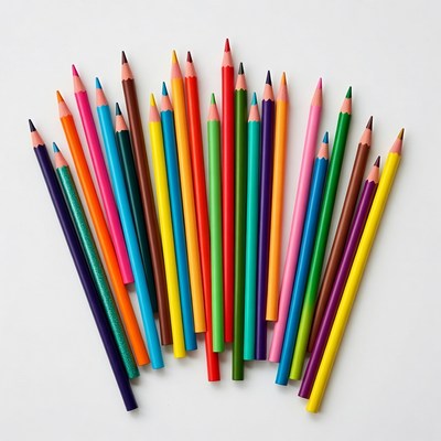 Colorful Pencils on White Background