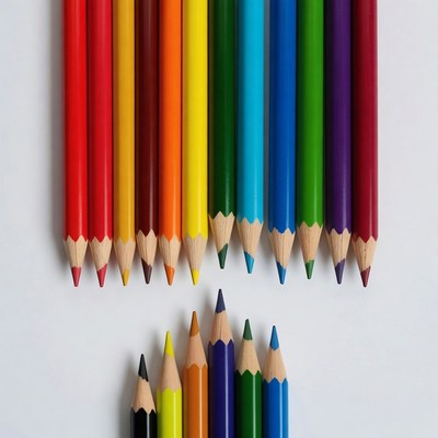 Colorful Crayons Arranged on White Background
