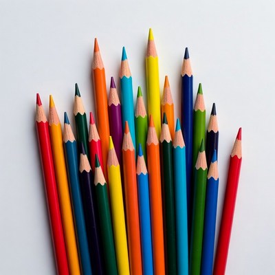 Colorful Pencils Arranged Fan-Shaped