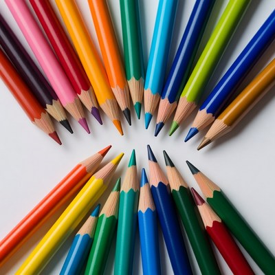 Colorful Crayons Arranged in Circle