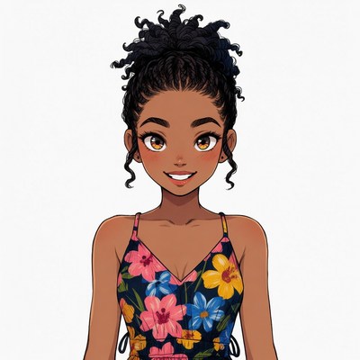 Beautiful Black woman in floral dress