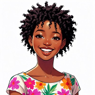 Smiling African-American woman with curly hair