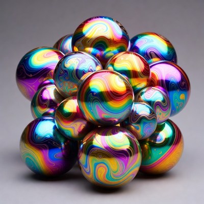 Cluster of Iridescent Shiny Marbles