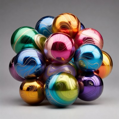 Shiny Multicolored Metallic Balls Pile