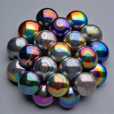 Colorful Iridescent Marbles Cluster
