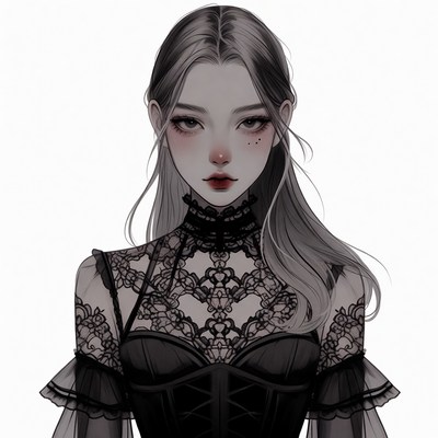 Gothic woman in lace dress